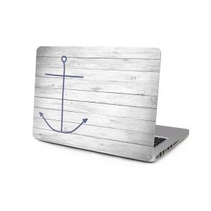  Skin för Macbook Pro Retina 13.3-tum - Blått ankare med vitt trämönster