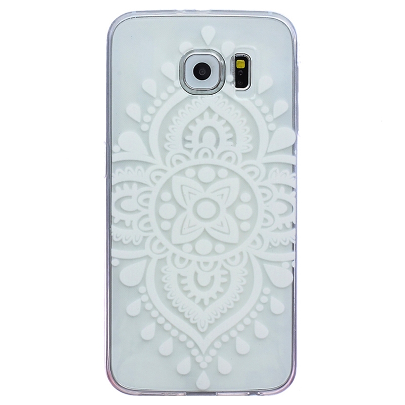 Mjukskal för Samsung S6 - Transparent vit blomma
