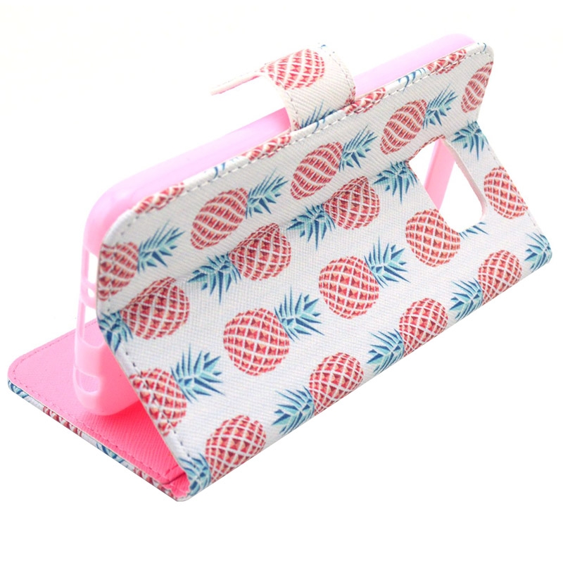 Plånboksfodral för Samsung S6 - Ananas blå & röd