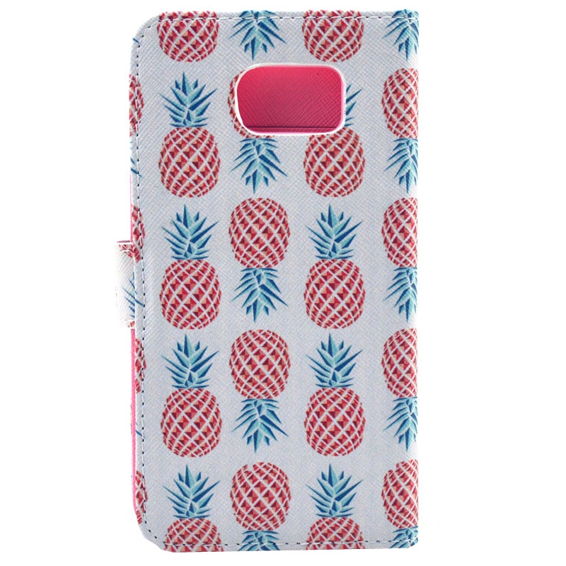 Plånboksfodral för Samsung S6 - Ananas blå & röd