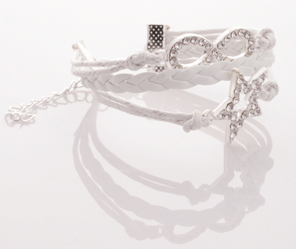 Armband - 3 i 1 Glittrig evighet & stjärna vit