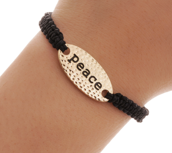 Armband - Guldbricka rund svart