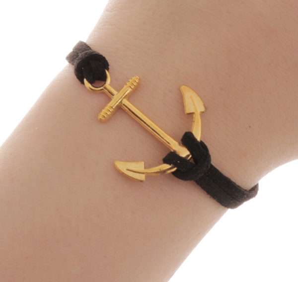 Armband - Guldfärgat ankare svart
