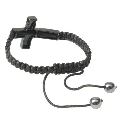 Armband - Strass kors vit & svart