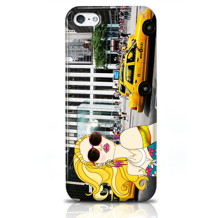 Skal för iPhone 5/5S/SE - Tjej & gul taxi