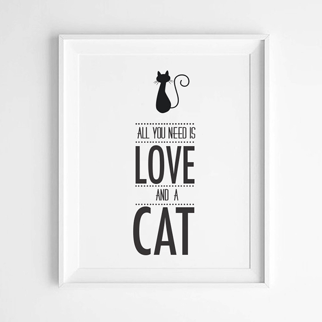 Poster Canvas - All you need is love and a cat