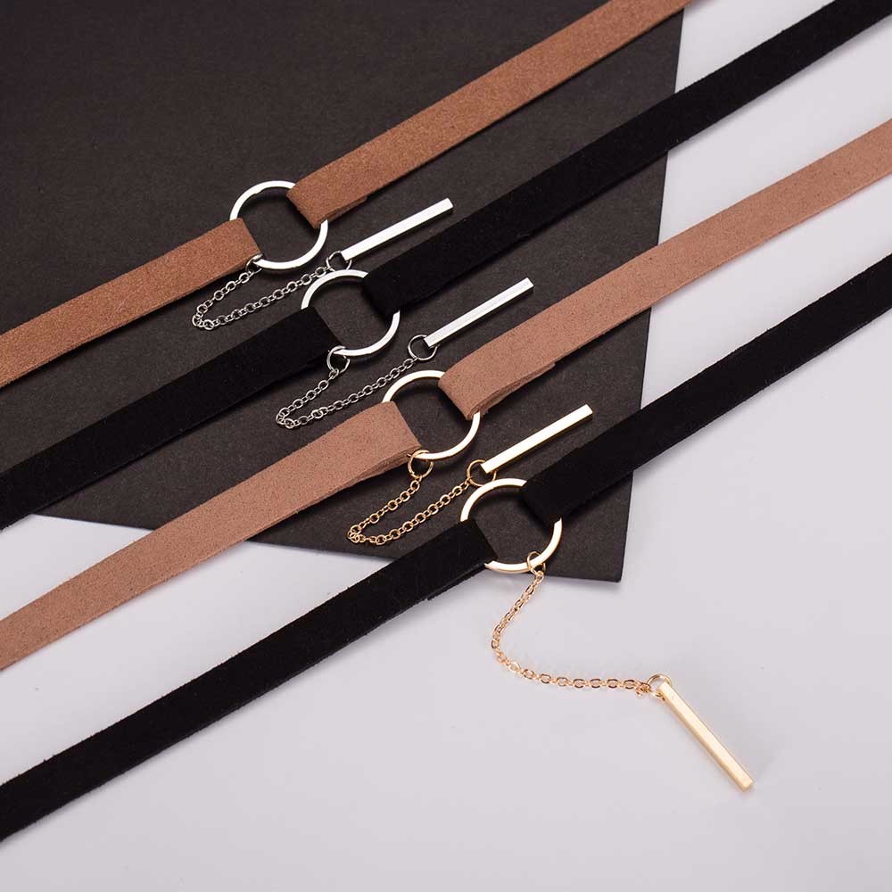 Halsband choker med ring & kedja