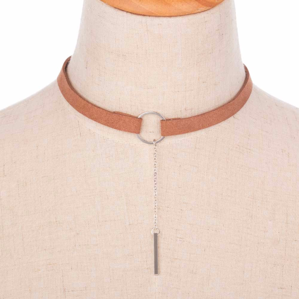 Halsband choker med ring & kedja