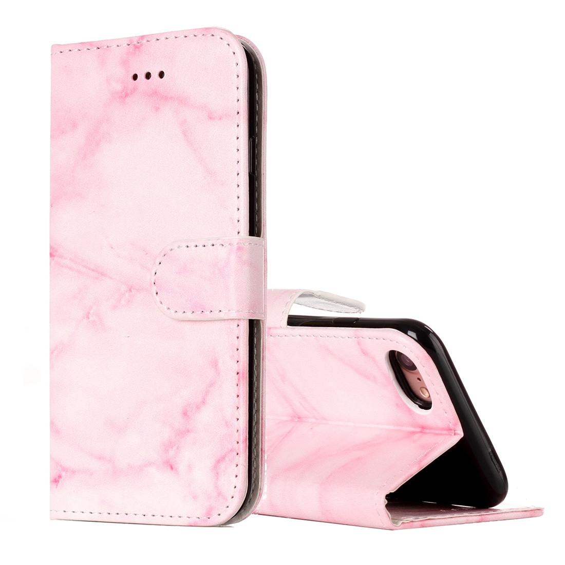 Plånboksfodral för iPhone 7 & 8 - Konstläder marmor rosa