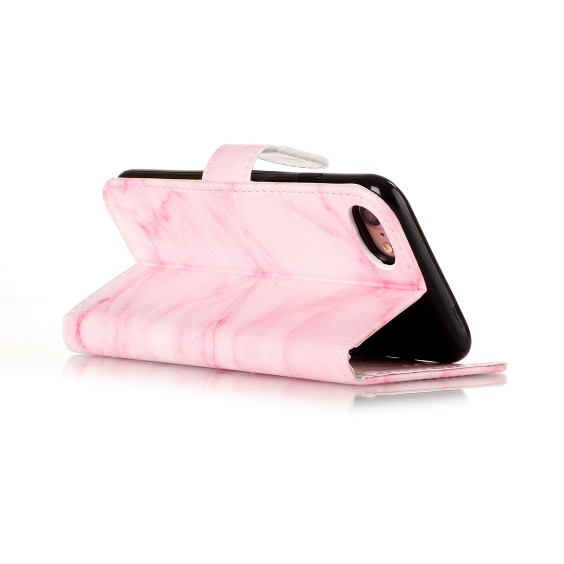 Plånboksfodral för iPhone 7 & 8 - Konstläder marmor rosa