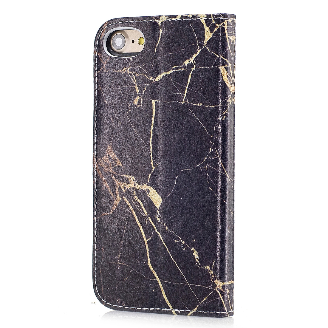 Plånboksfodral för iPhone 7 & 8 - Konstläder marmor svart & guld