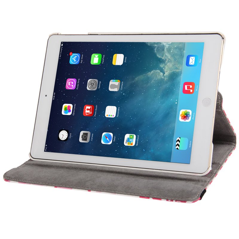 Fodral för iPad Air - Roterbar hjärtan & blommor rosa