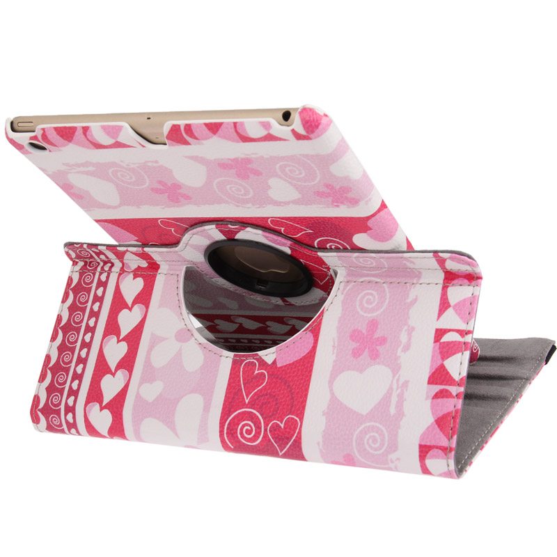Fodral för iPad Air - Roterbar hjärtan & blommor rosa