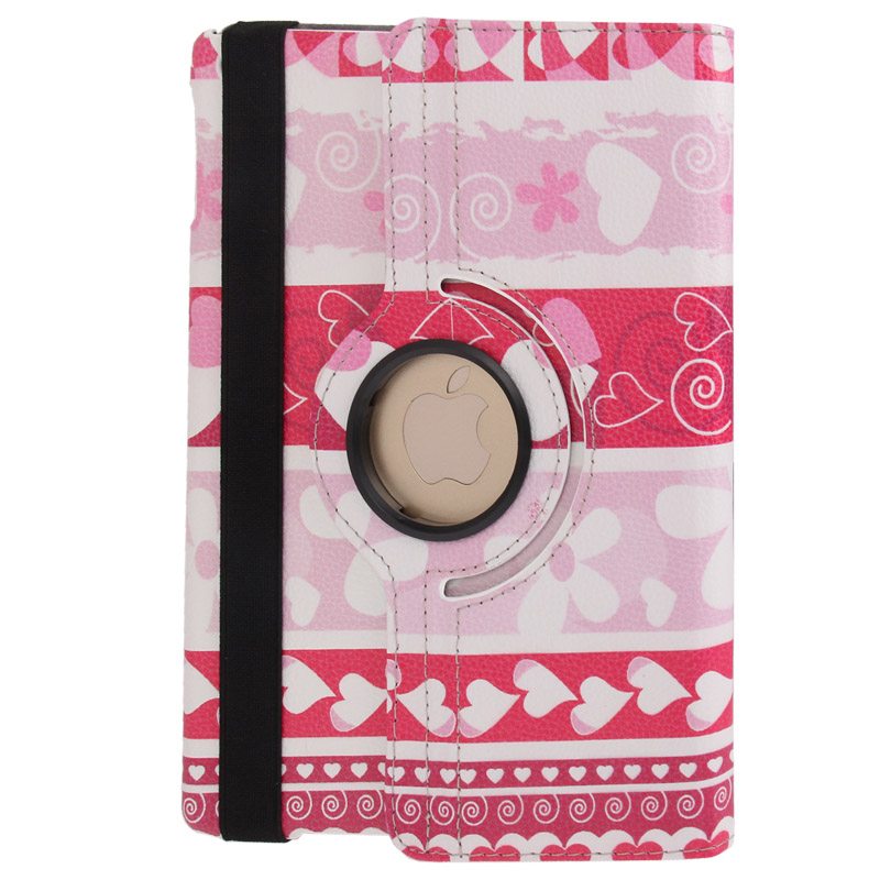 Fodral för iPad Air - Roterbar hjärtan & blommor rosa
