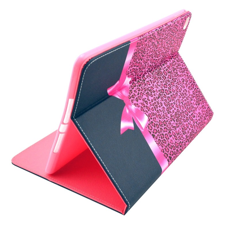 Fodral för iPad Air 2 - Leopardmönster & rosett rosa