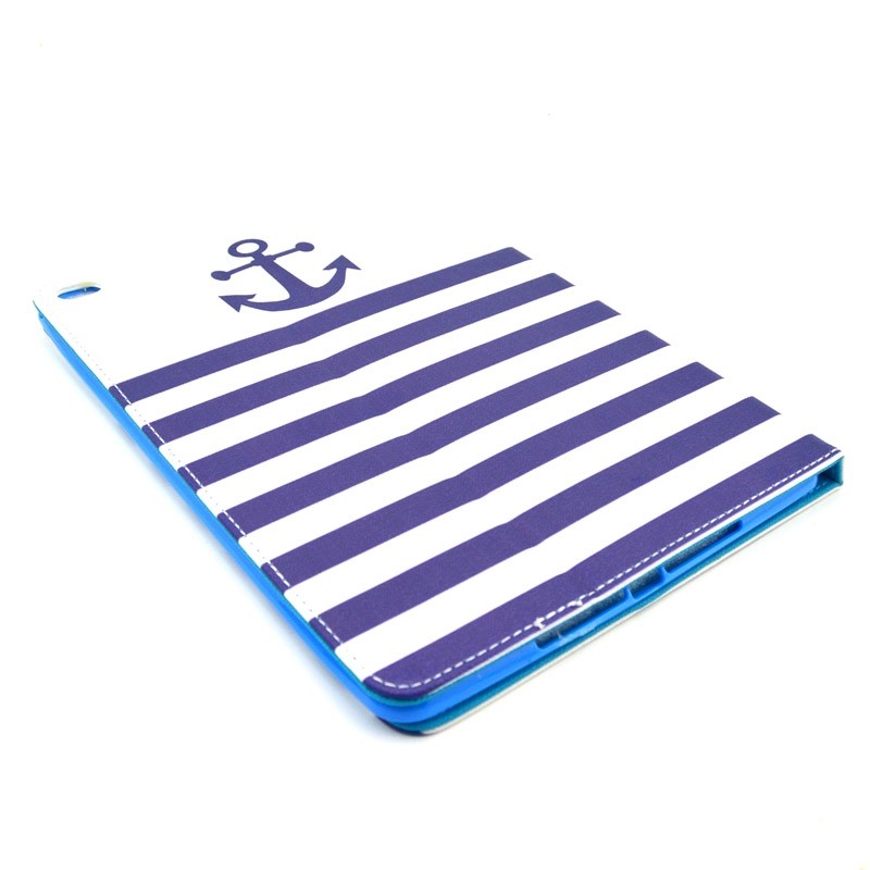 Fodral för iPad Air 2 - Randigt med ankare vit & blå
