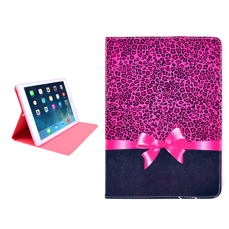 Fodral för iPad Air - Leopardmönster & rosett rosa