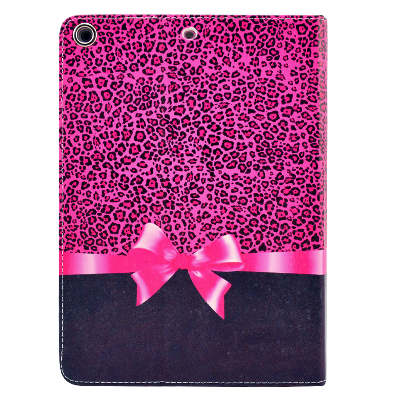 Fodral för iPad Air - Leopardmönster & rosett rosa