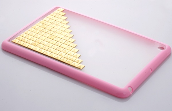 Skal för iPad mini 1/2/3 - Guldnitar ram rosa