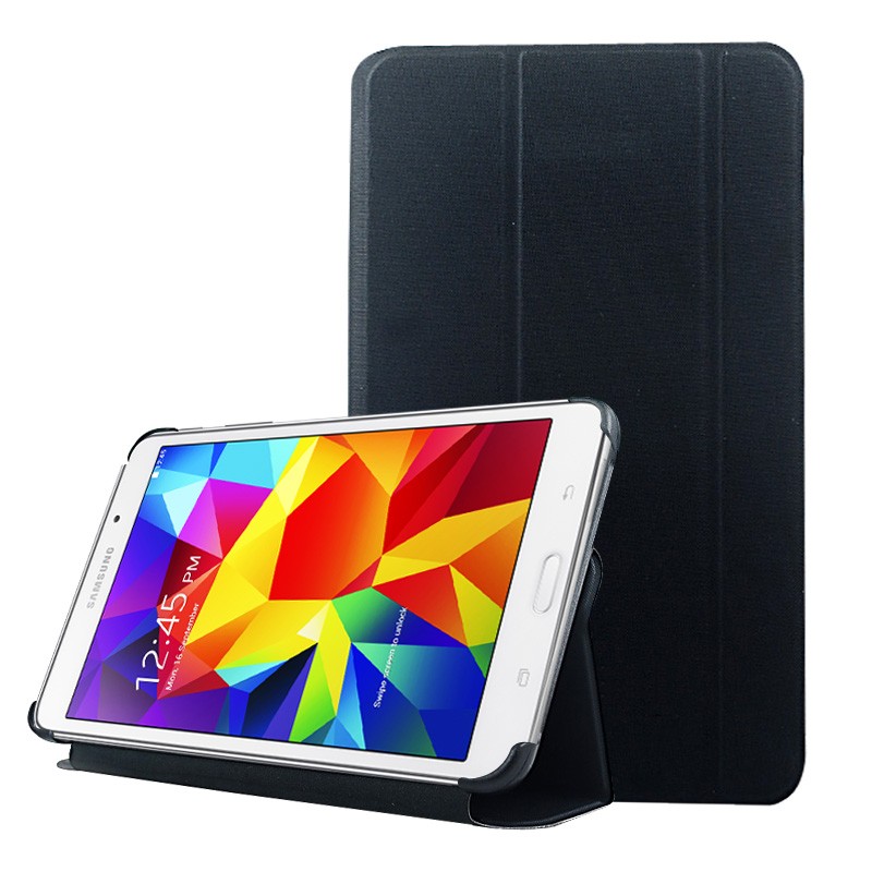 Skal med lock Galaxy Tab 4 (8.0) - Konstläder svart