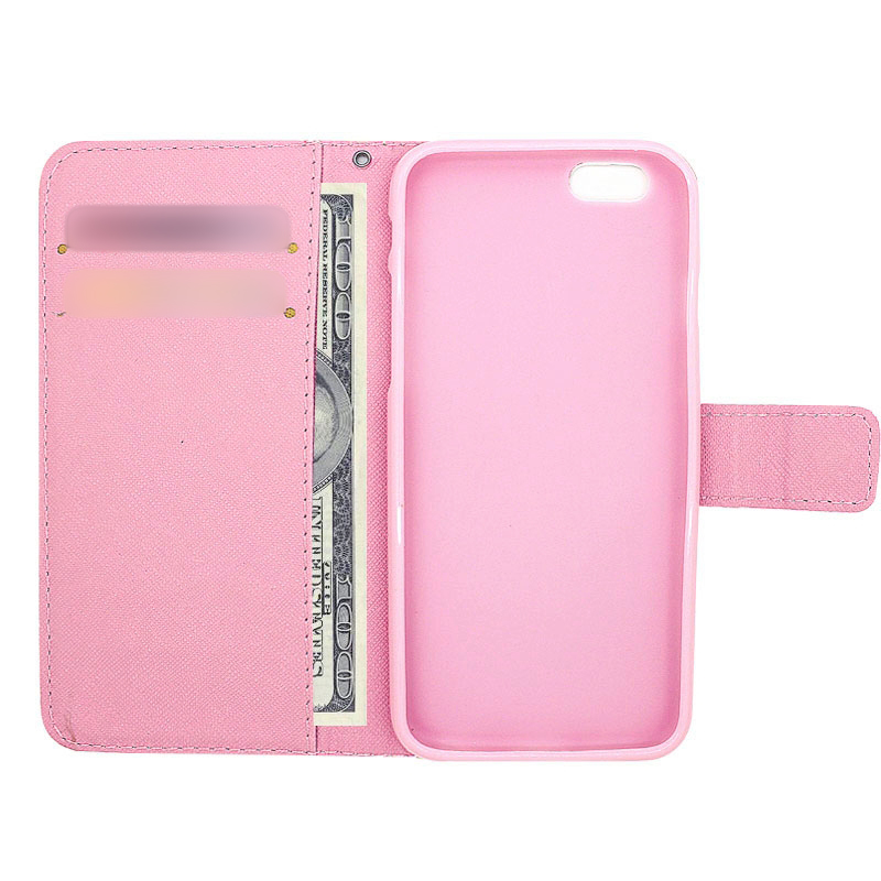 Plånboksfodral för iPhone 6/6S PLUS - Ugglefamilj rosa