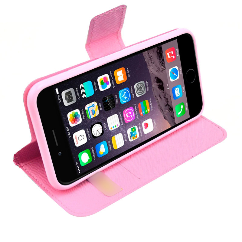 Plånboksfodral för iPhone 6/6S PLUS - Ugglefamilj rosa