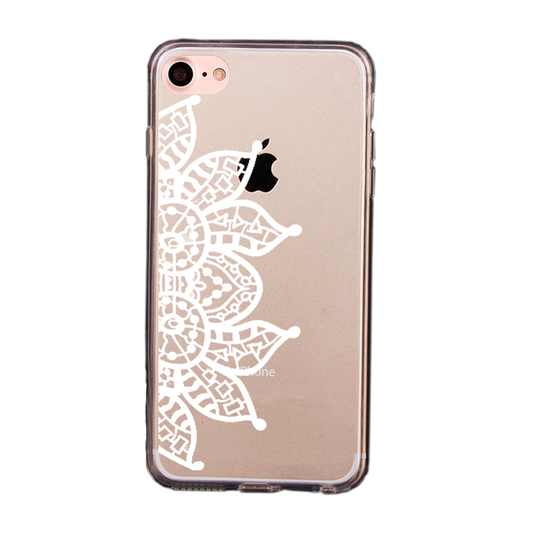 Mjukskal transparent för iPhone 7 - Henna blomma höger sida
