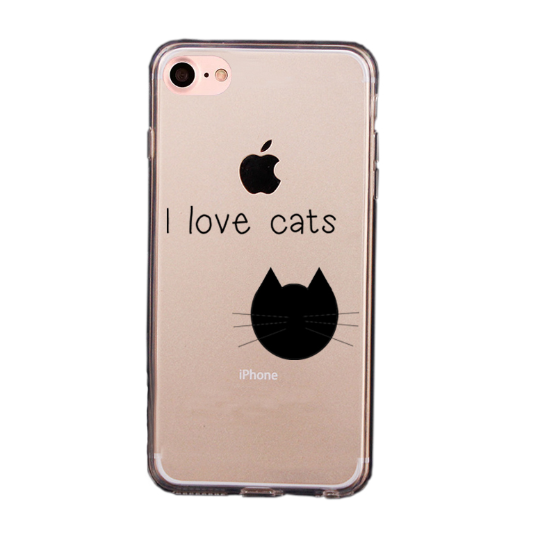 Mjukskal transparent för för iPhone 7 - I love cats