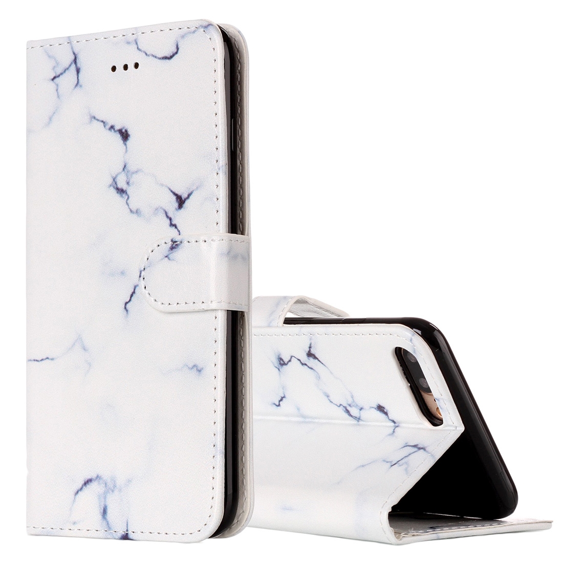 Plånboksfodral för iPhone 7 & 8 - Konstläder marmor vit