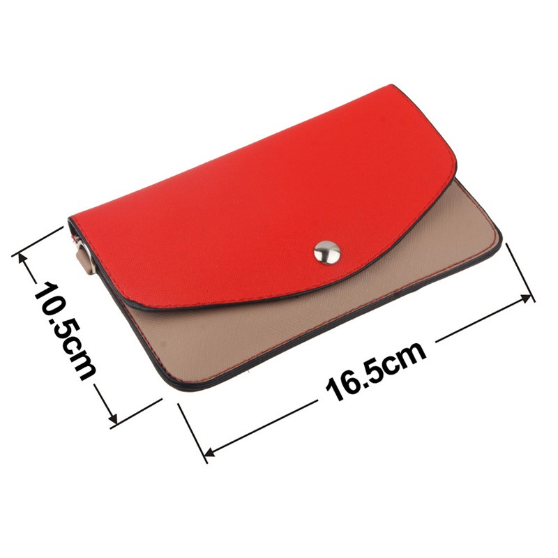 Handväska mobilfack - Röd & Beige