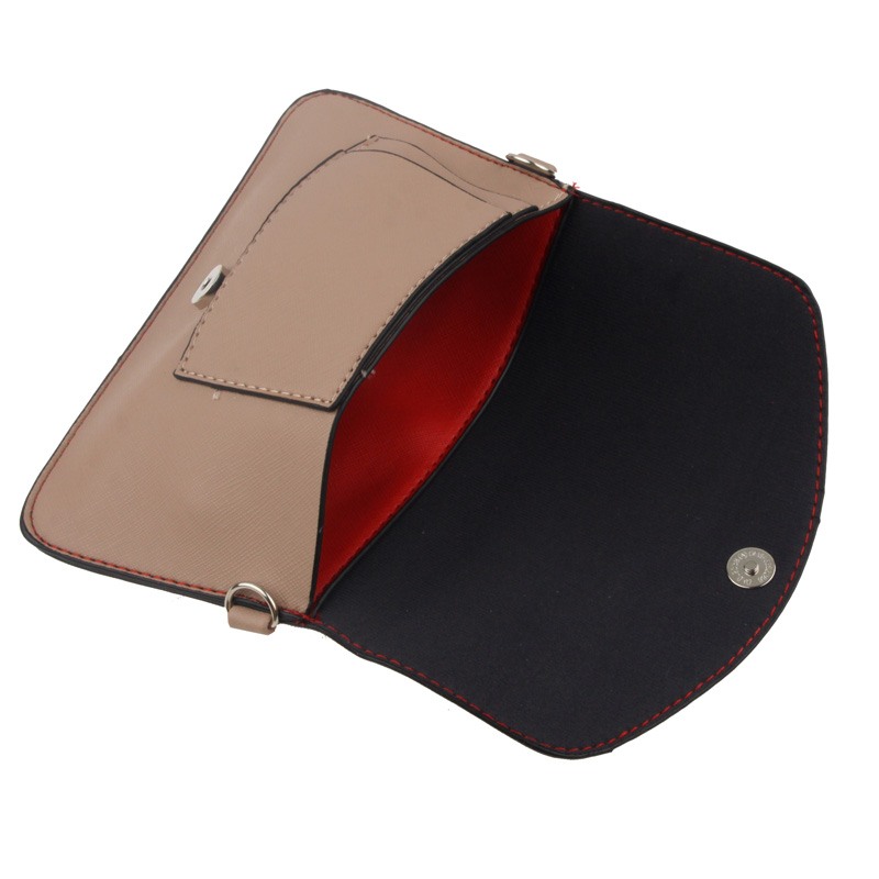 Handväska mobilfack - Röd & Beige