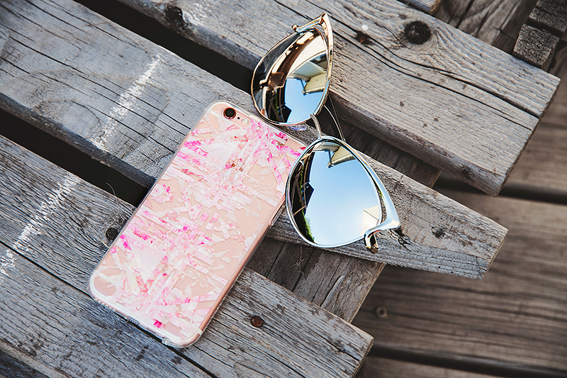Mjukskal transparent för iPhone 6/6S - Blommigt med ränder rosa