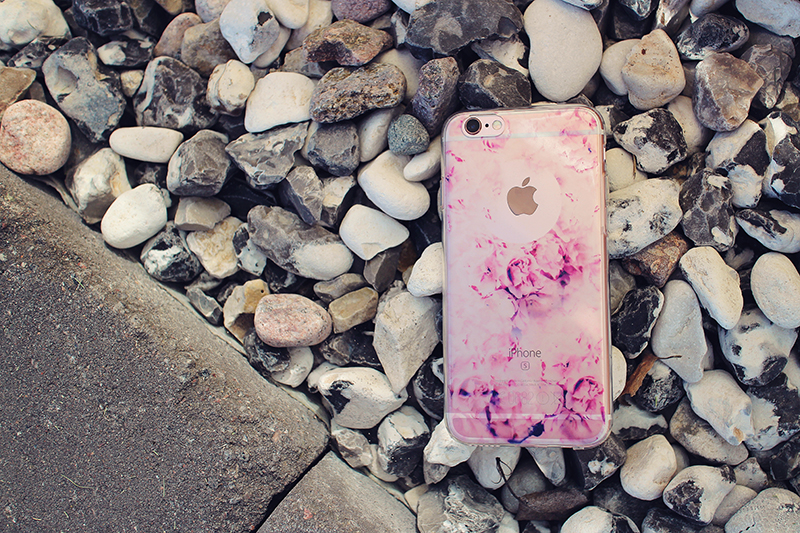 Mjukskal transparent för iPhone 6/6S - Rosa blommor