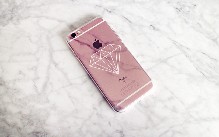 Mjukskal transparent för iPhone 6/6S - Marmor Diamond Vit