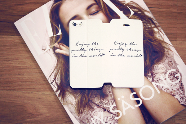 Flipfodral Slim för iPhone 5/5S/SE - Enjoy the pretty things in the world vit