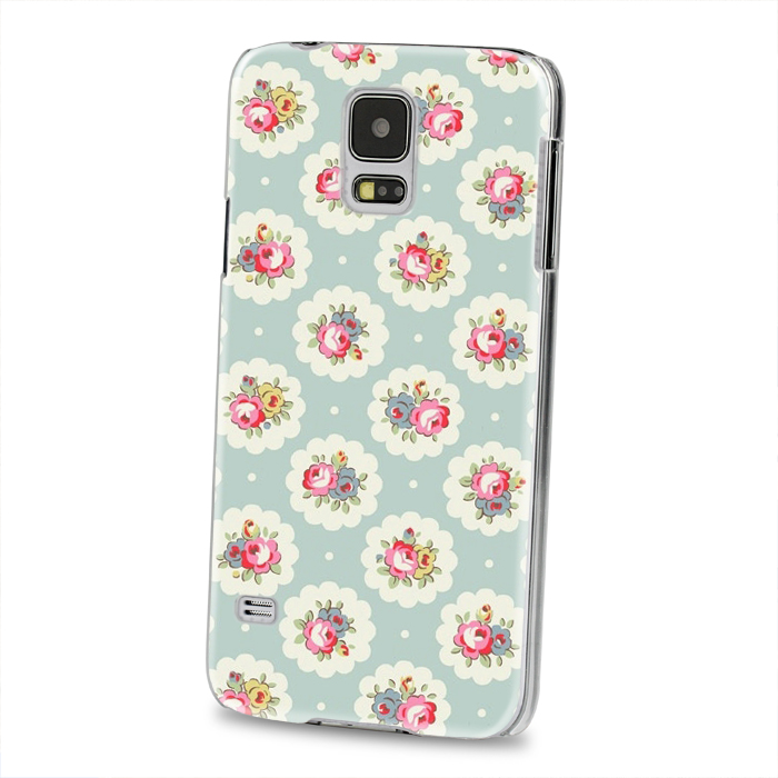 Skal Samsung S5 - Blå med rosa blommor