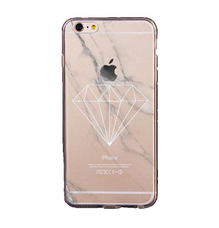 Mjukskal transparent för iPhone 6/6S - Marmor Diamond Vit