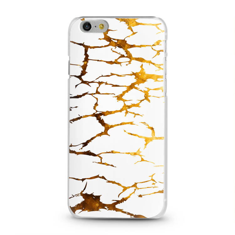 Skal för iPhone 6/6S - Krackelerad Vit & Guldfärgad