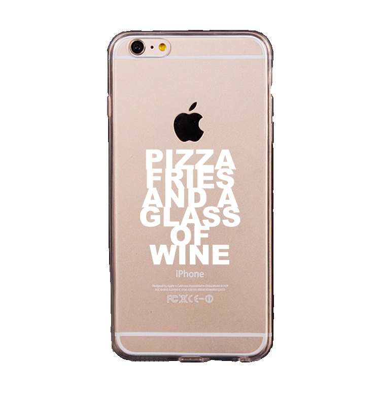 Mjukskal transparent för iPhone 6/6S - Pizza fries and a glass of wine