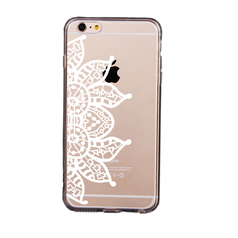 Mjukskal transparent för iPhone 6/6S - Henna blomma höger sida