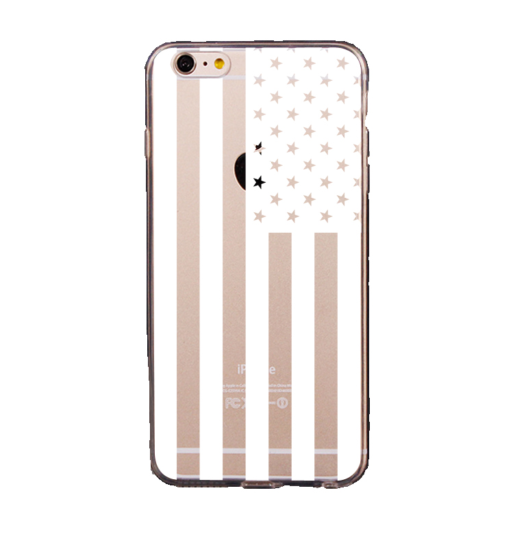 Mjukskal transparent för iPhone 6/6S - USA:s flagga vit