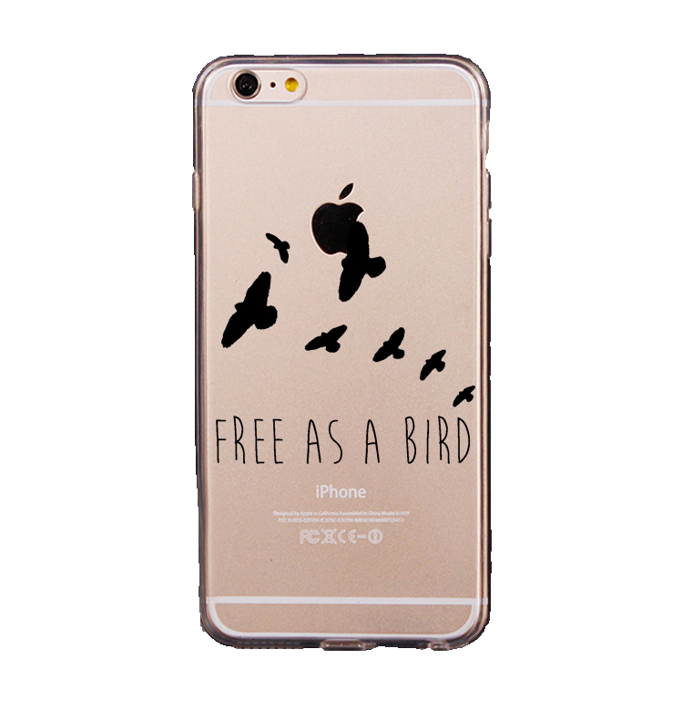 Mjukskal transparent för iPhone 6/6S - Free as a bird svart