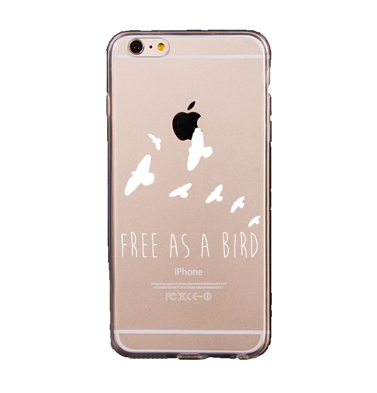 Mjukskal transparent för iPhone 6/6S - Free as a bird vit