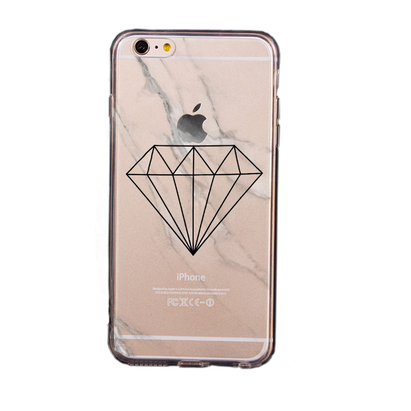 Mjukskal transparent för iPhone 6/6S - Marmor Diamond