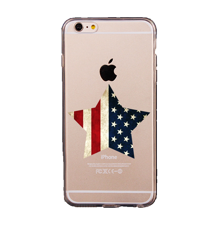 Mjukskal transparent för iPhone 6/6S - Amerikansk Stjärna