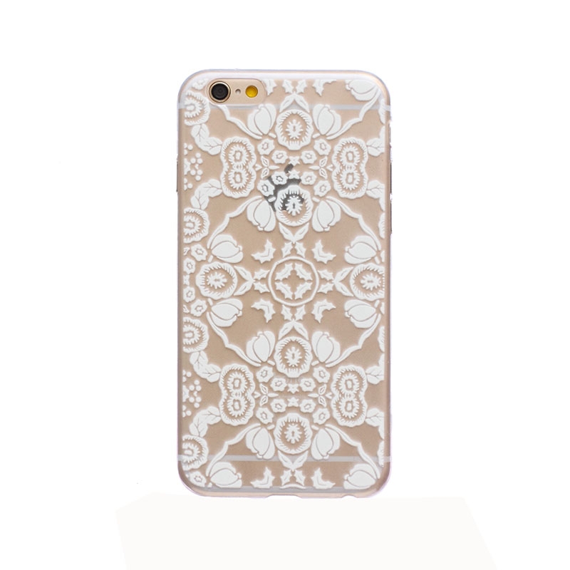 Mjukskal iPhone 6/6S - Transparent vitt mönster
