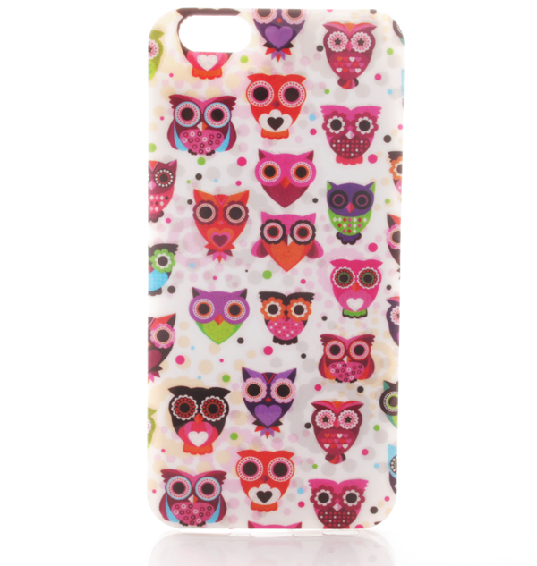 Mjukskal iPhone 6/6S - Glittriga ugglor vit