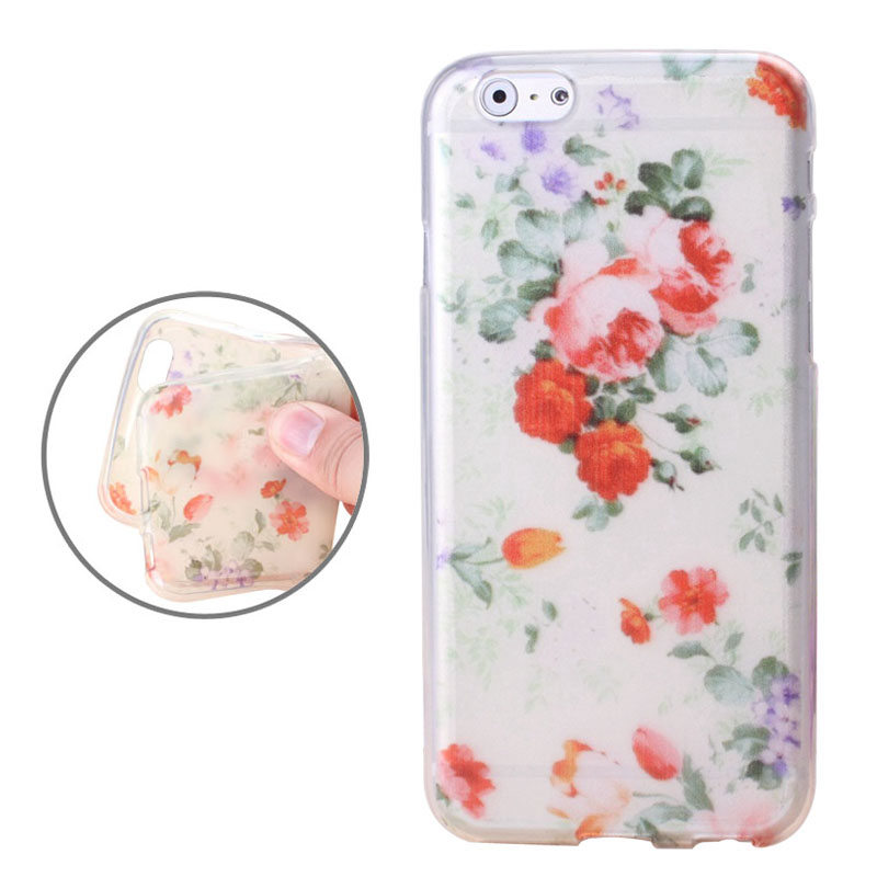 Mjukskal iPhone 6/6S - Transparent färgglada blommor