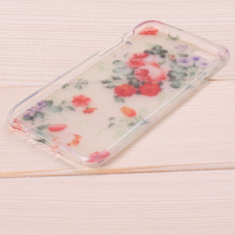 Mjukskal iPhone 6/6S - Transparent färgglada blommor